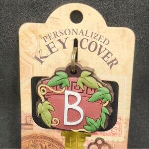 Letter B Personalized Key Cover with Leaf Design